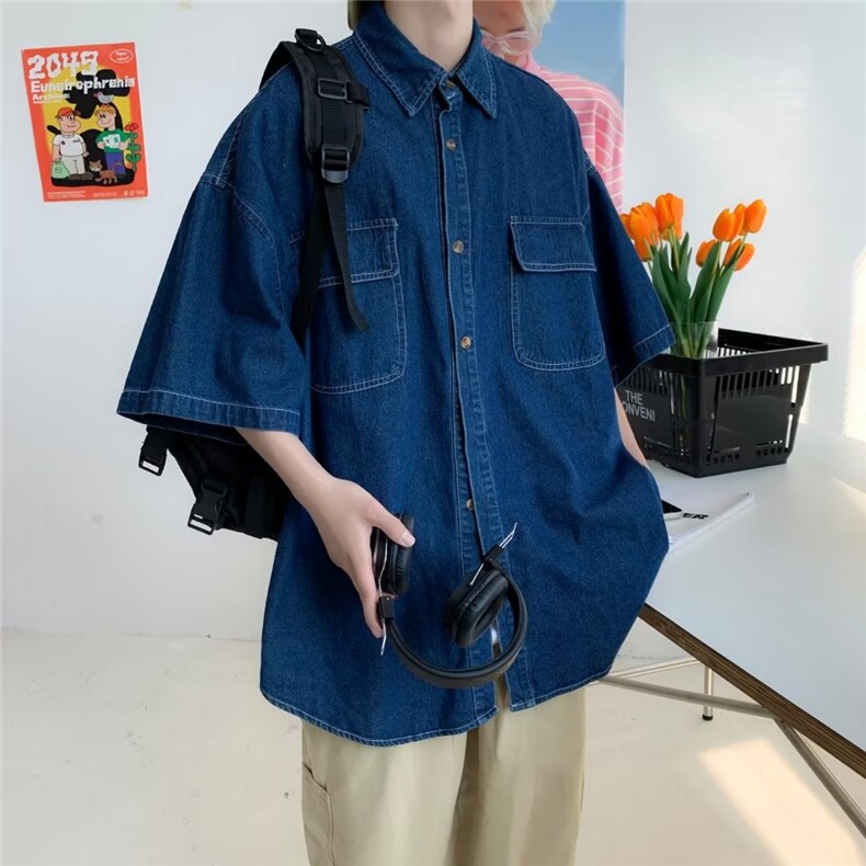 夏季短袖衬衫牛仔衬衣N4706P40,男装衬衫,星座1116-2
