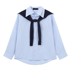 抖音得物品质二开春装美式潮牌披肩条纹长袖衬衫男女休闲宽松衬衣，男装衬衫，电商A486