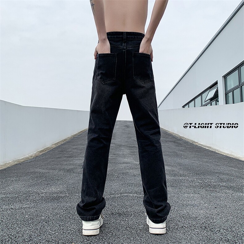 B221美式ins高街暗黑小众拉链破洞牛仔裤LK23052-P65控88,男装牛仔裤,电商B221