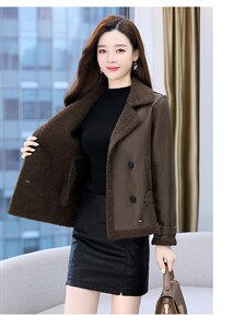 2025年冬季现货时尚潮流皮毛一体皮衣外套,女装短外套,臻衣坊