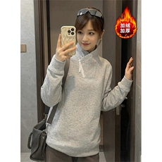 [网图]加厚加绒斜半拉链卫衣冬季美式打底衫男D54167-TP35不，男装T恤，电商A102