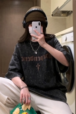 中性2026夏装水洗做旧复古短袖T恤男女装美式潮牌夏季半袖S177P38，男装T恤，电商A233-1