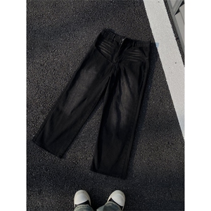 2024/cleanfit 烟灰色直筒做旧阔腿牛仔裤1005-3-SGT01-P65控88图片