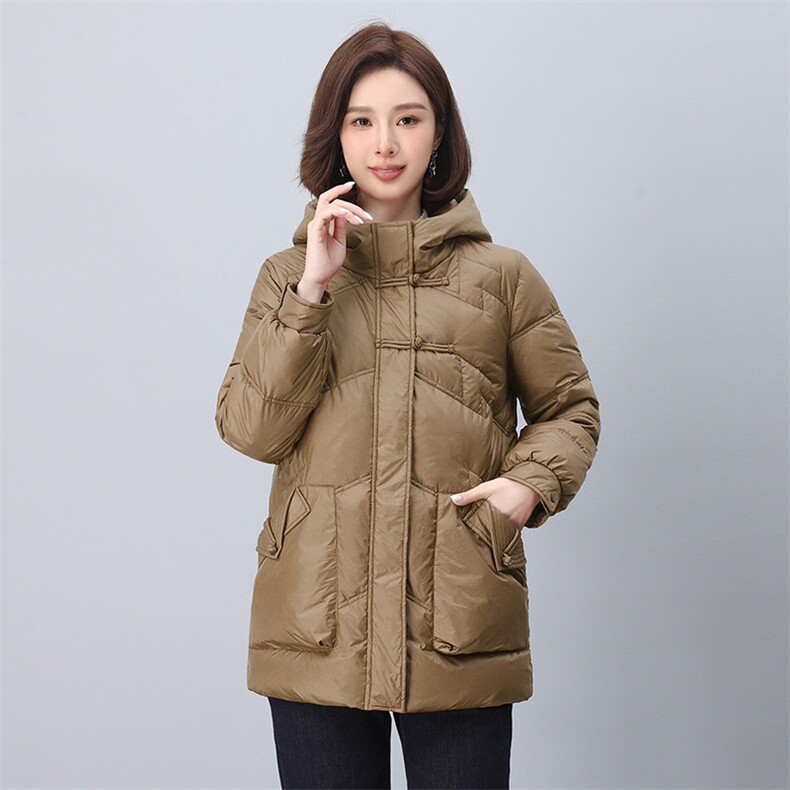2024冬装新款气质优雅中长款棉衣百搭宽松时尚棉服连帽,女装棉衣/棉服,雪樱依海