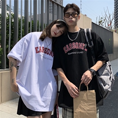 港风ins潮流夏季美式印花字母短袖男简约百搭夏装情侣装T恤女，男装T恤，电商C306-1