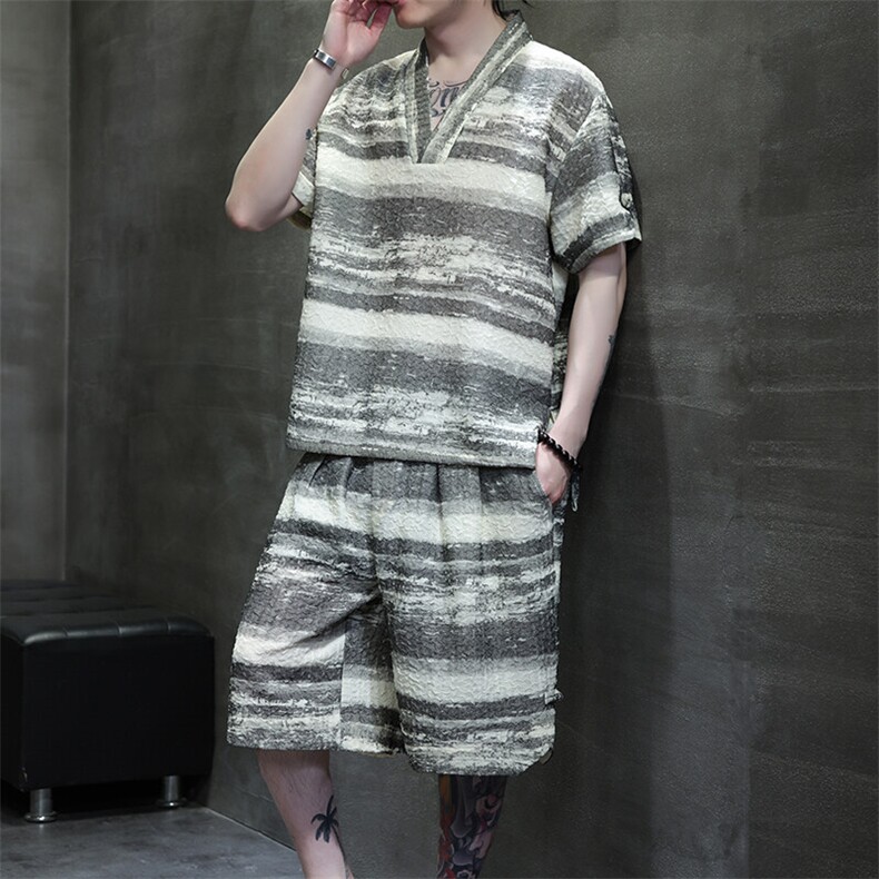 2026春季新款风男装新中式盘扣休闲套装短袖+短裤A96-P85，男装牛仔裤，电商B277(原6028)