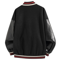 美式PU皮撞色棒球服毛呢宽松男女飞行夹克J826-P85，男装夹克，星座222-7