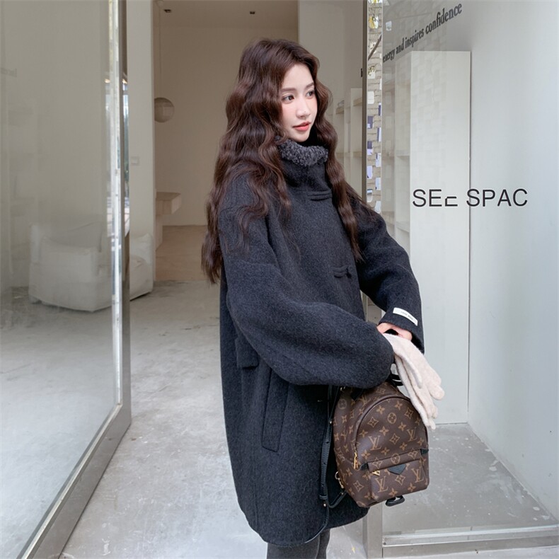 新款2C0281036P290K39870,毛连帽双面尼,女装羊绒大衣,2C028