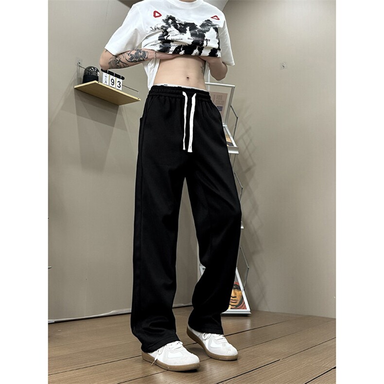 K10033-P35潮牌卫裤男2025新款百搭褶皱宽松直筒休闲长裤,男装休闲裤,电商A178