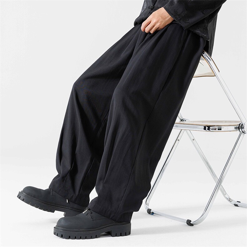 2025新款原宿风现货无影墙日系棉麻休闲松紧长裤男ZK63-P60控88，男装休闲裤，电商A021