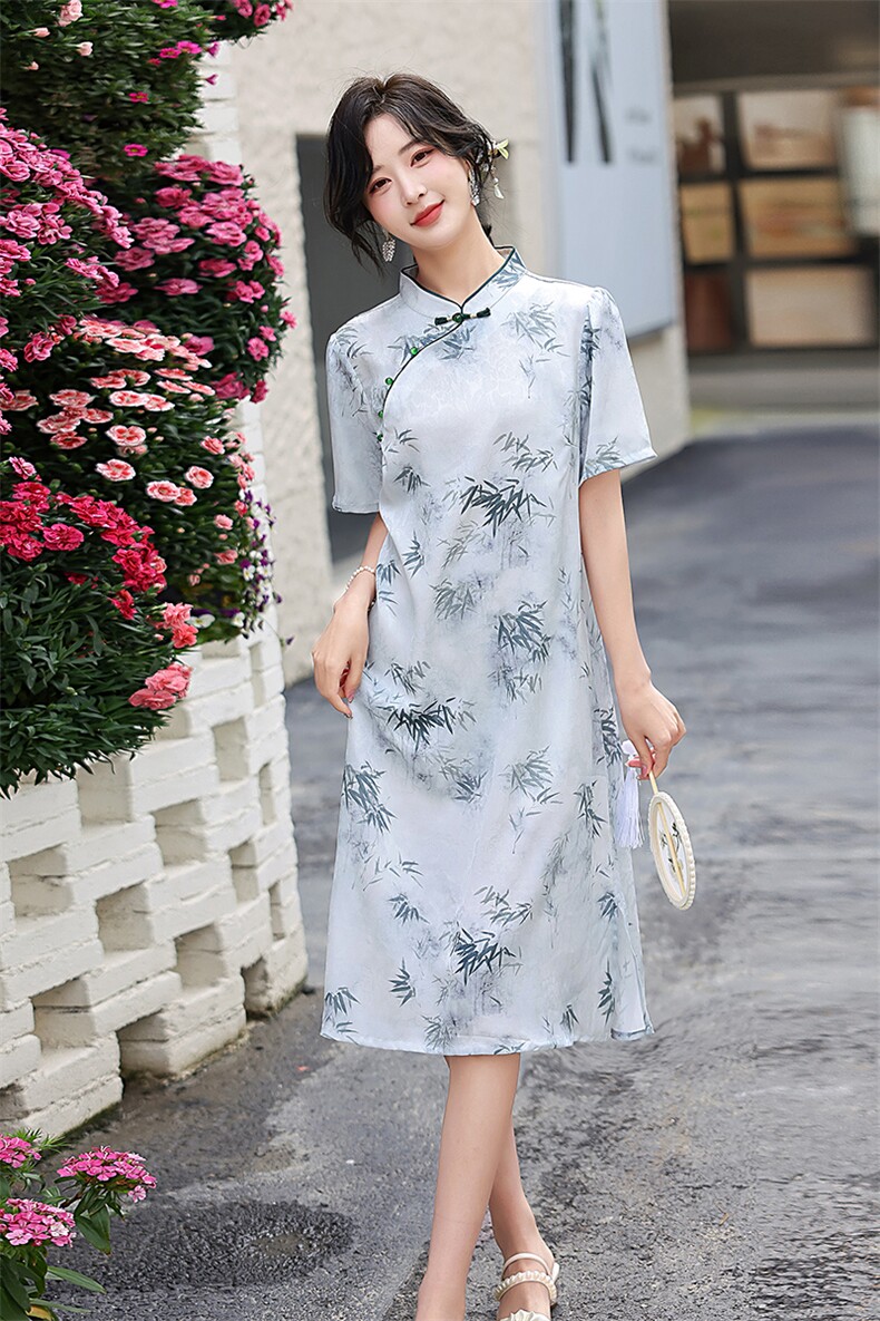 新中式水墨画吊带连衣裙女2024夏季新款气质减龄长裙,女装连衣裙,冬木谷雨