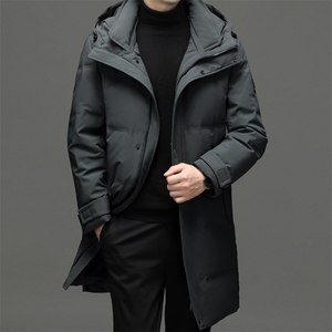男士中长款羽绒服新款冬季中年商务休闲爸爸装加厚保暖冬装外套图片