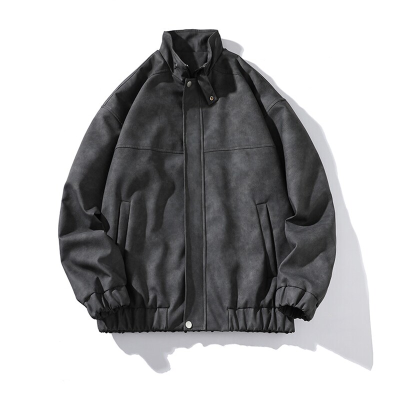 秋季宽松夹克男港风复古怀旧美式骑行机车服PU皮衣外套 JK667-P95图片