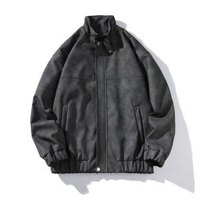 秋季宽松夹克男港风复古怀旧美式骑行机车服PU皮衣外套 JK667-P95图片