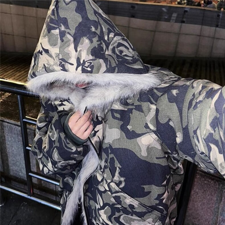 网图现货美式复古高街潮流迷彩长毛夹棉保暖棉服2299/P120,男装棉衣,星座205-3