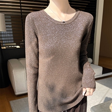 亮丝时尚圆领打底衫内搭针织衫洋气显瘦低领秋冬毛衣外穿洋气上衣，女装卫衣/绒衫，圣丽羊绒