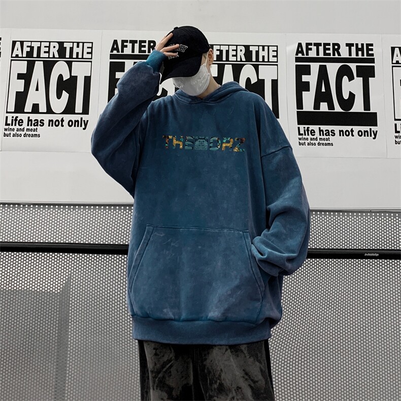 美式潮牌重磅水洗做旧连帽卫衣力推大码男XZ517A-2-Y7761-P68,男装卫衣,星座517A-2