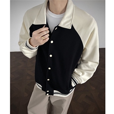 重磅420克boxy短款开衫翻领卫衣外套棒球服撞色外套男D9898-P68，女装短外套，星座610B-1