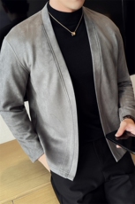 秋季新款老钱商务男无领外套英伦修身无扣开衫夹克JK33P95，男装夹克，电商B276A