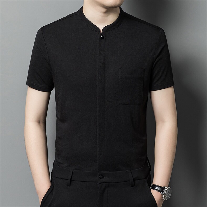 夏季仿麻衬衫男中年人休闲衬衣宽松翻领时尚百搭男装BLG2655-P70,男装衬衫,星座1105-3