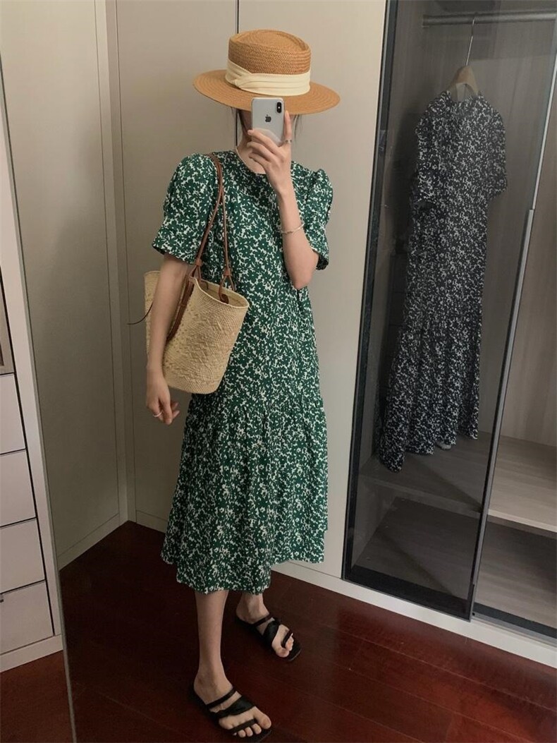 韩系碎花连衣裙，女装连衣裙，Fueeh(4F)