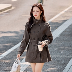 现货2026年秋季新款中长款拼色潮休闲风衣外套，女装风衣，依如秀(原杭风阁)