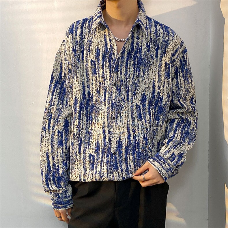2022扎染加厚长袖衬衫男青少年渐变迷彩外套百搭加厚衬衣CS901P55,男装衬衫,电商A062