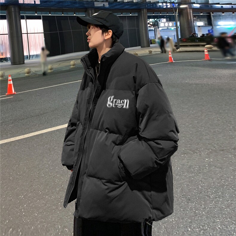 港风夜景冬款字母印花宽松休闲立领棉服A247-MY2091特批65控98图片