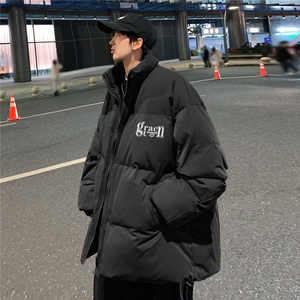 港风夜景冬款字母印花宽松休闲立领棉服A247-MY2091特批65控98图片