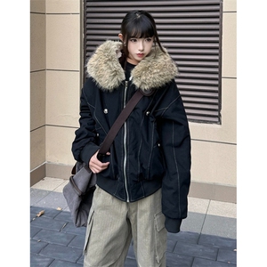 冬季座山雕美式棉服外套夹棉帆布水洗男女厚毛领棉衣 J8346图片