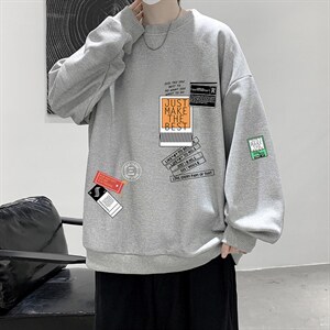 华夫格卫衣圆领卫衣男大码长袖t恤男外套 HW76121-P30加绒款-P40图片