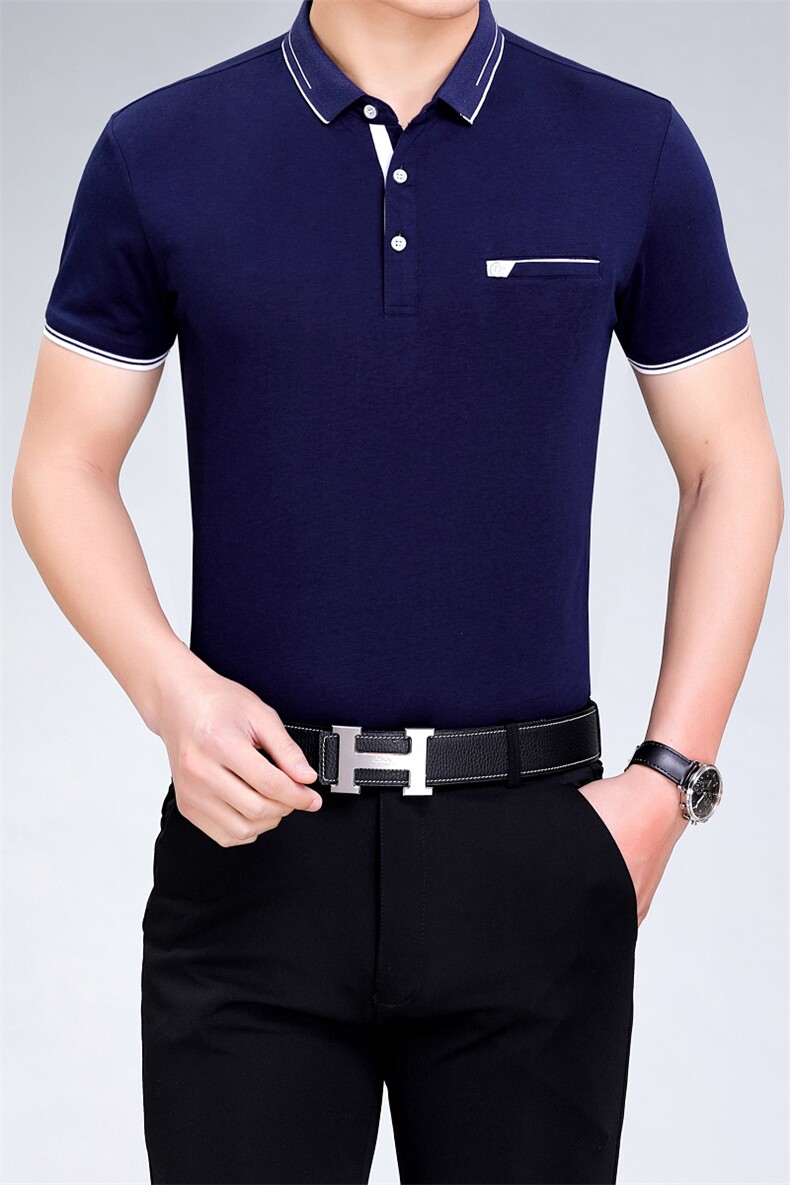爸爸夏装短袖棉t恤中老年人男装夏季上衣中年男士polo衫夏天衣服图片