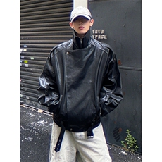 美式高街重磅解构拼接PU皮衣男女潮宽松cleanfit外套J3624，男装皮衣，星座1116A（原606A-3）
