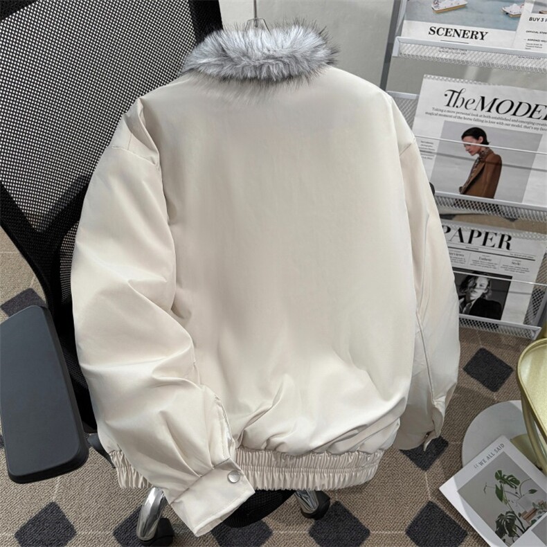 美式复古座山雕派克棉服外套男女冬季毛领连帽短款情侣棉衣图片