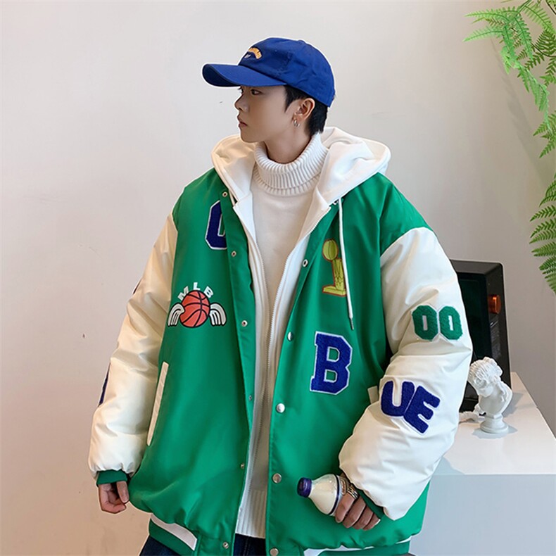 2023假两件连帽棒球服夹克棉衣棉服棉袄男女外套3317-P90控138,男装夹克,星座207