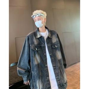痞帅牛仔外套男款秋美式水洗做旧飞行员夹克复古上衣 JK8843图片