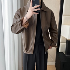 痞帅Pu皮衣小众设计感双拉链垫肩皮夹克男机车服秋冬外套W635，男装夹克，星座1116A-2（原606A-1）