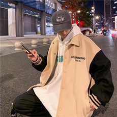 翻领棒球服秋冬季新款美式宽松百搭设计感撞色小众情侣夹克外套，男装夹克，星座1210-1