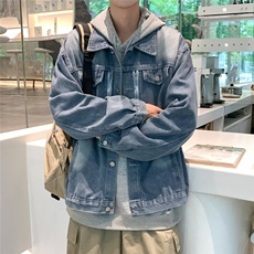 垫肩夹克春秋ins宽松牛仔外套男款美式做旧工装上衣JM1008，男装工装外套，星座1116A-1（原606A）