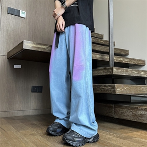 春秋季新款水洗渐变牛仔裤服时尚百搭休闲直筒裤图片