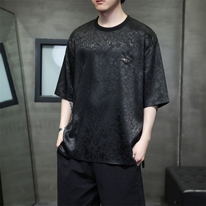 新款金属标新中式风潮圆领T恤短袖刺绣汉服时尚T2419-P38图片