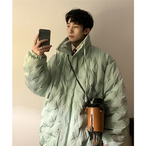 1定制面料棉衣大码M-5XL港风情侣半高领棉服外套男8707P125控168图片