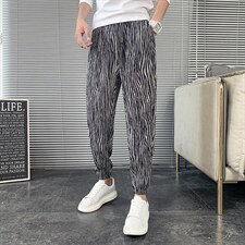 2025秋冬新款丝绒褶皱休闲裤男韩版潮流斑马纹裤子A327-L701-P55，男装休闲裤，电商A327