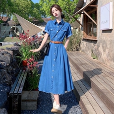 夏季新品主推款转化率高短袖牛仔连衣裙款号2207-P125K178，女装连衣裙，浙宝305