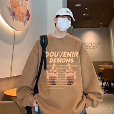 新款得物直播抖音高品质麂皮绒开叉圆角宽松男卫衣W3041P45，男装卫衣，电商C408(原B339-1)
