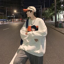 复古日系印花上衣2023春秋季韩版宽松套头卫衣W4870-P26，男装卫衣，星座512-2