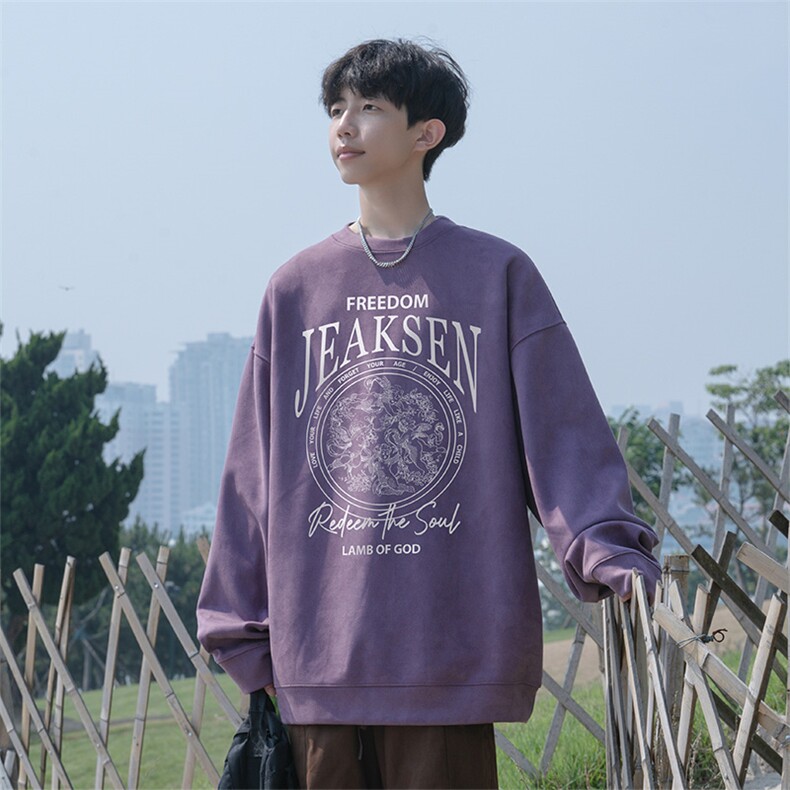 抖音得物高品质美式高街麂皮绒宽松圆领卫衣wyjp272-特p35控69,男装卫衣,星座605(原A050)