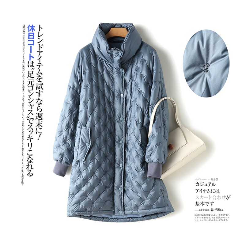 羽绒服女90白鸭绒冬装新款宽松显瘦排扣保暖外套,女装羽绒服,海爱依仁
