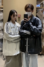 港风秋装美式织带夹克复古情侣PU皮衣休闲工装外套女G1067P108，男装夹克，电商A339
