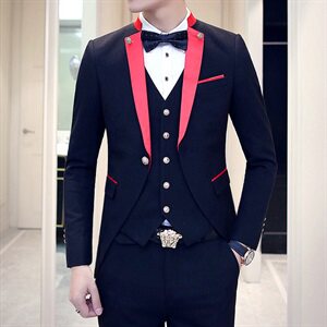 司仪主持燕尾服中长款西服套装男三件套小西装A470-TZ55图片